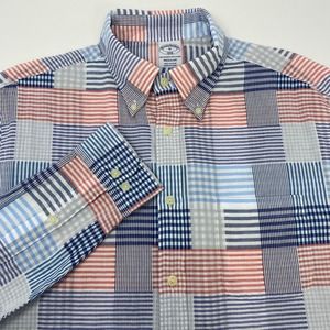 Brooks Brothers Medium Multicolor Patchwork‎ Long Sleeve Button Up Shirt